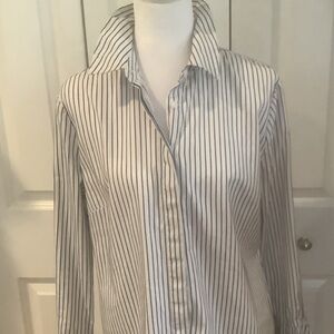 Tyler Boe White Shirt with Navy Pinstripes